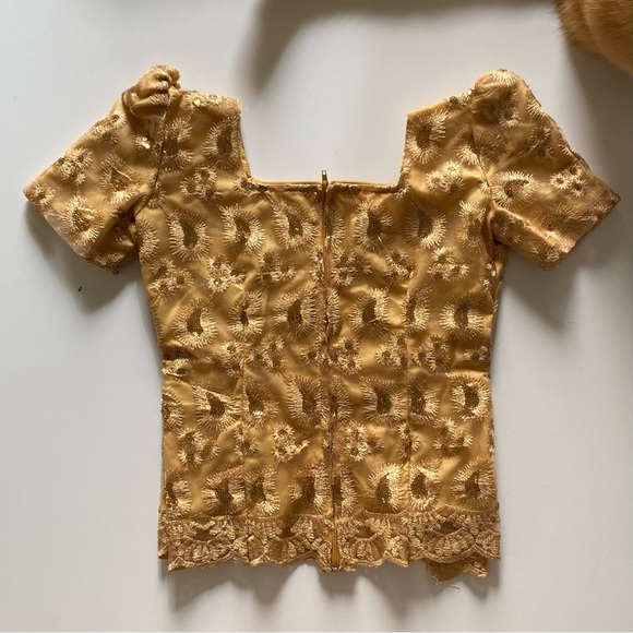 Handmade Golden Square Neck Top Blouse - Picture 2 of 4